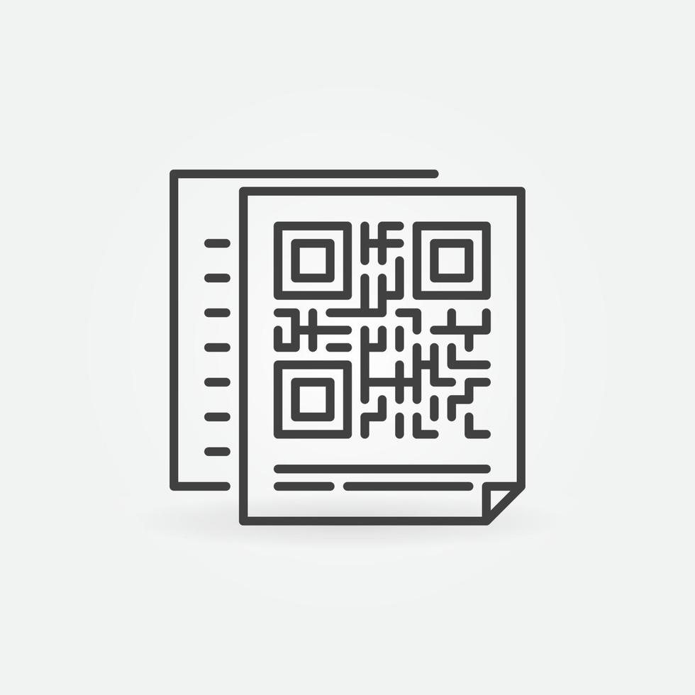 documentos con icono de línea de concepto de vector de código qr