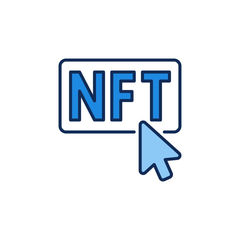 cursor del mouse en el icono de color del botón nft. signo moderno vectorial vector