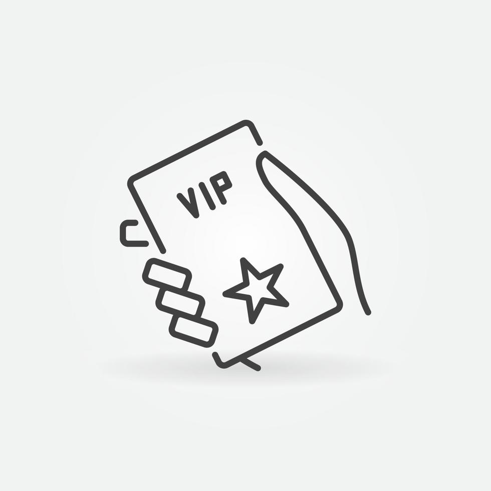 mano con icono de contorno de vector de tarjeta vip