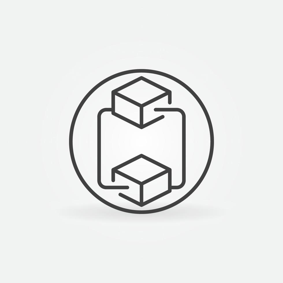 Circle with Blockchain Technology linear vector concept icon or sign
