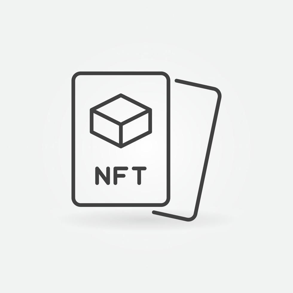 icono de concepto de vector de tarjetas de token no fungibles nft en estilo de línea delgada