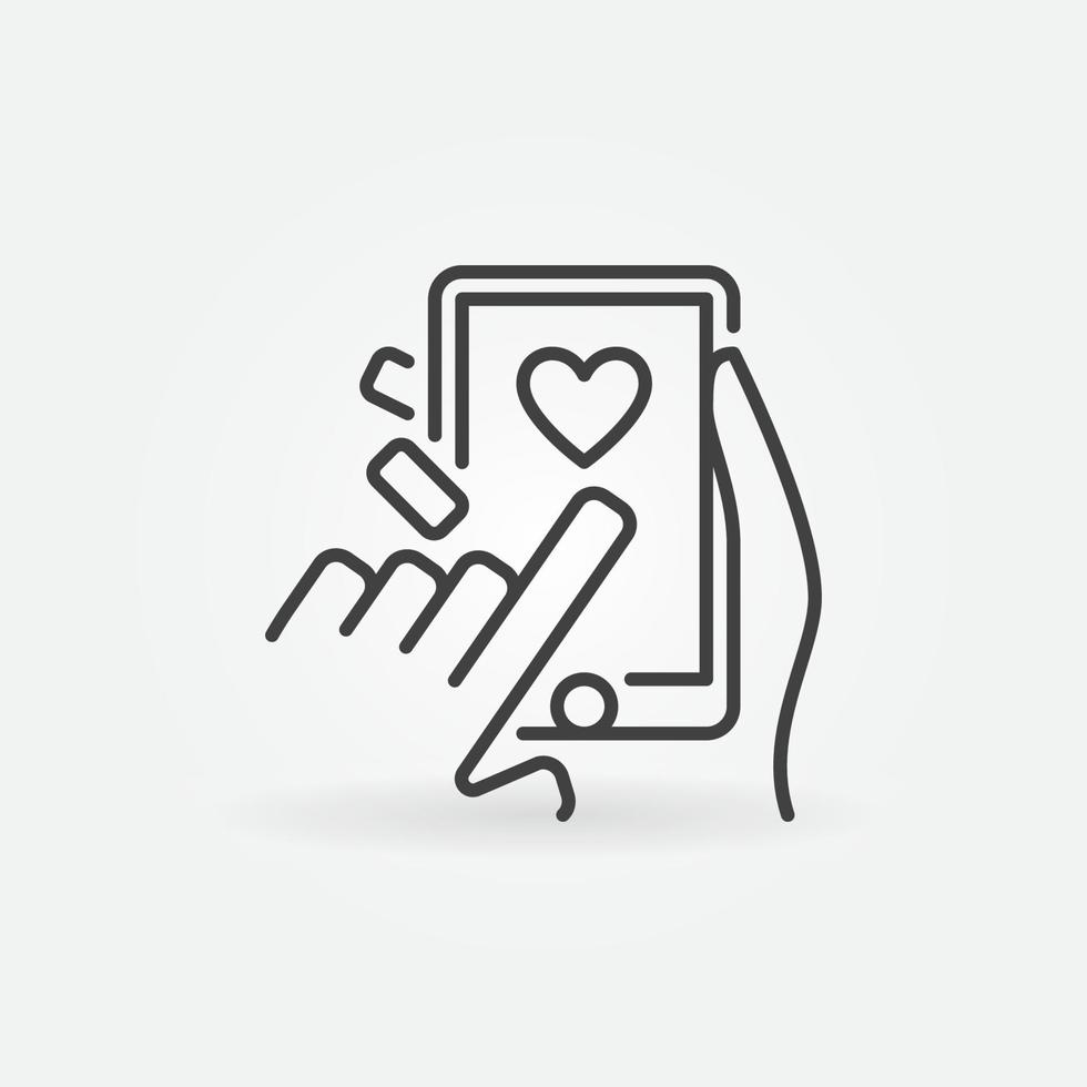 Posting Likes on Smartphone vector outline icon