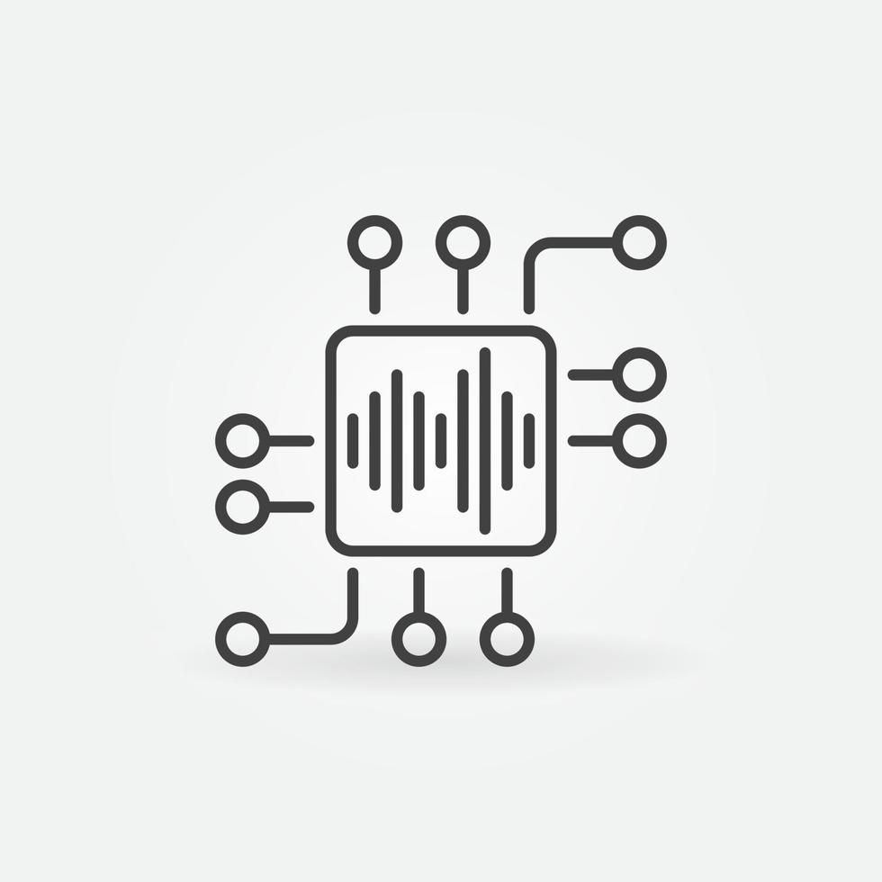 Chip with Sound wave outline vector concept icon