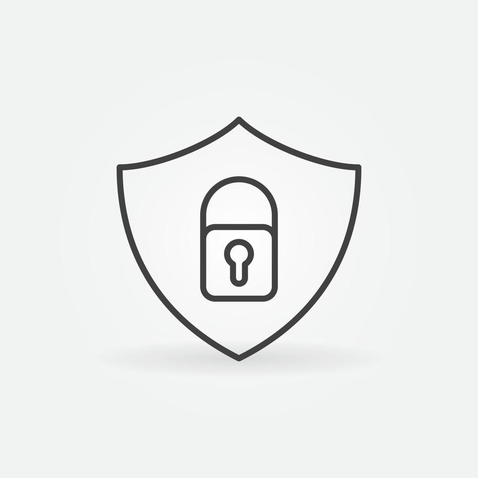 Shield with Padlock linear icon. Vector Security outline symbol