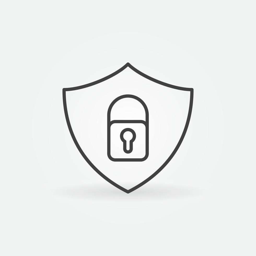 Shield with Padlock linear icon. Vector Security outline symbol