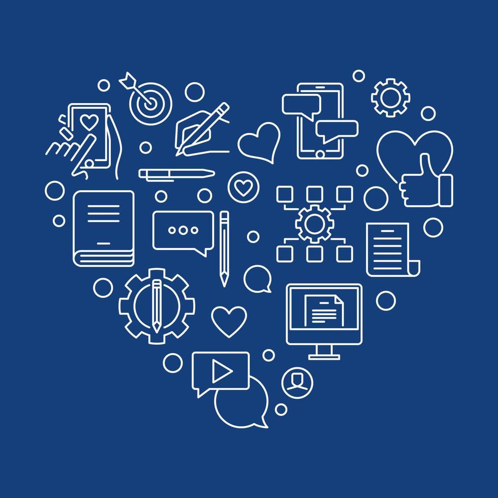 Content Heart vector concept minimal thin line illustration