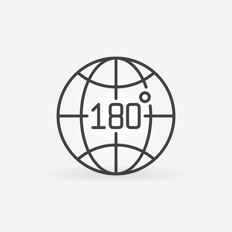 Earth Globe with 180 degrees vector concept outline icon