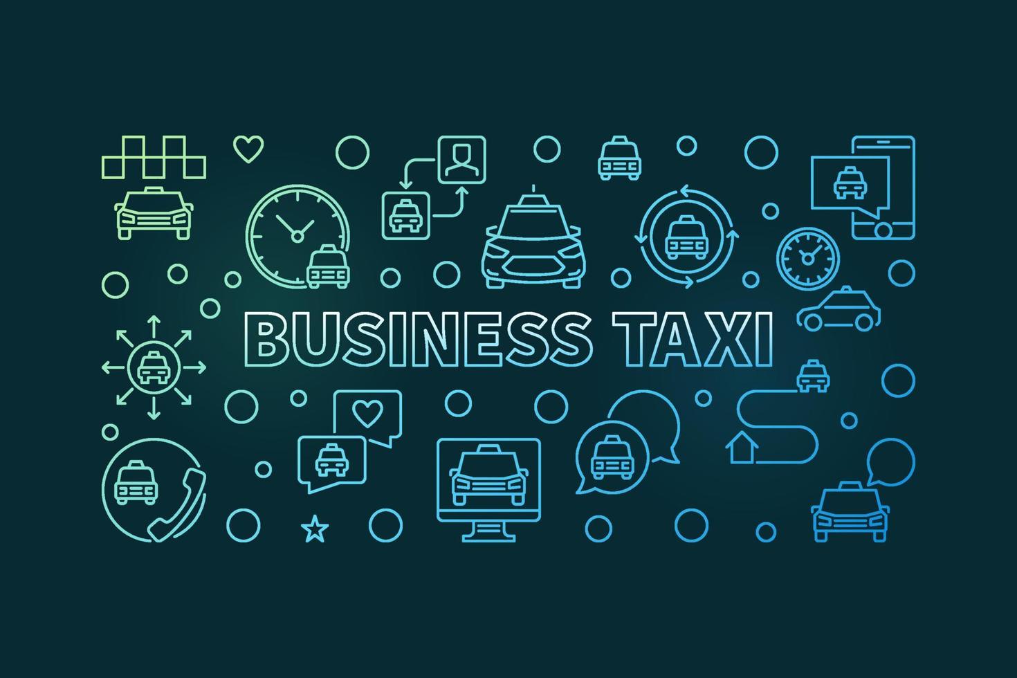 Business Taxi concept colored linear horizontal illustration vector