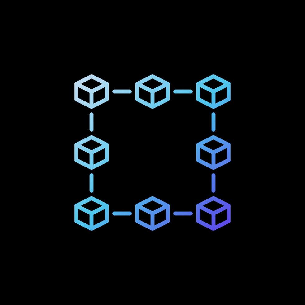 Block Chain vector concept blue linear icon - Cryptocurrency abstract creative sign