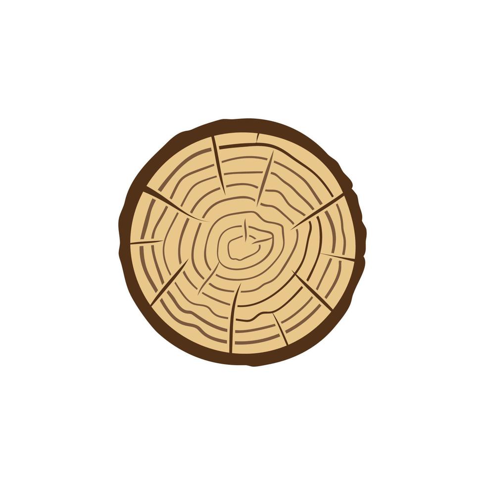 Saw Cut Tree Trunk with Tree Rings vector colored icon