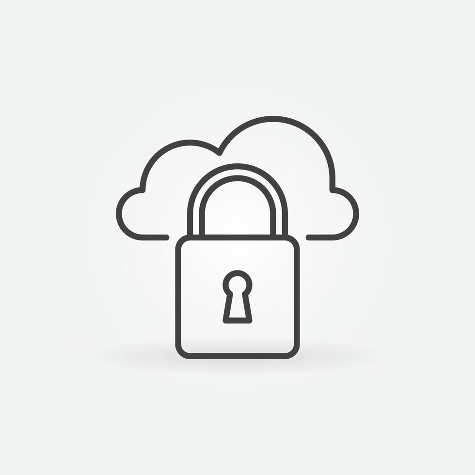 Padlock with Cloud vector concept icon in linear style