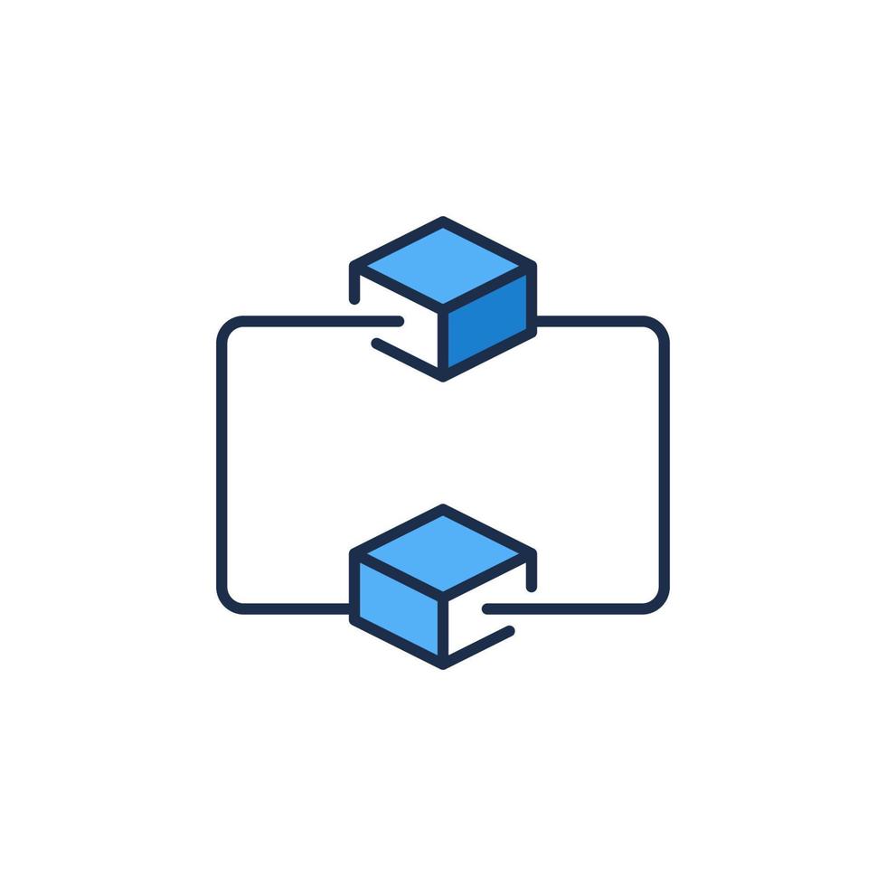 Blockchain Technology vector concept blue icon - Two connected Blocks Cryptocurrency modern symbol
