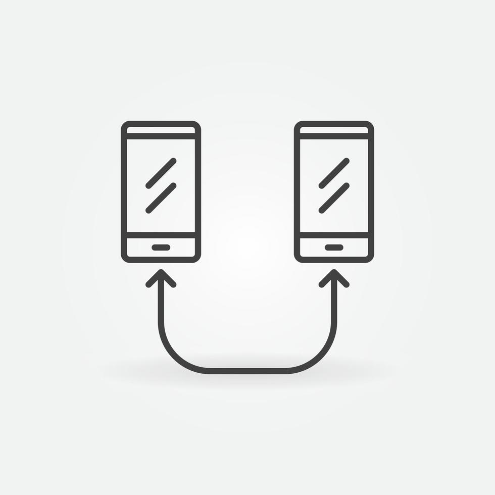 Two Smartphones connected with arrow line icon vector