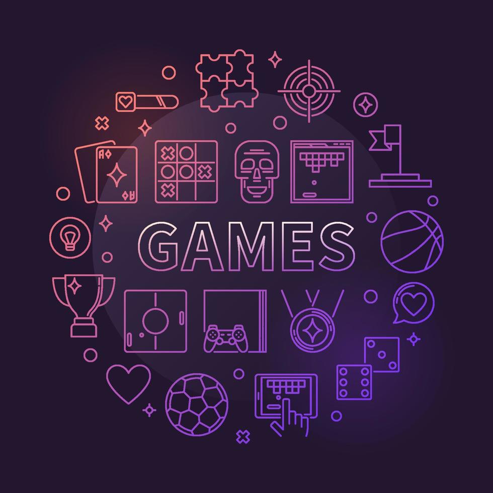 Games vector concept circular linear colorful illustration