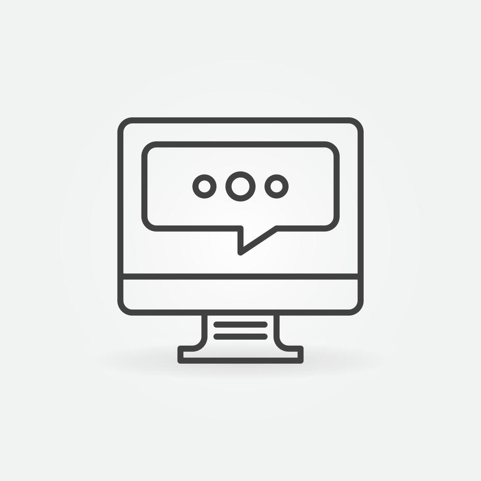 Computer with Speech Bubble line icon. Vector Messaging symbol