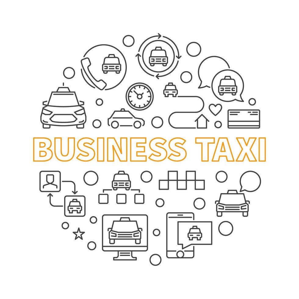 Business Taxi vector concept round simple line illustration