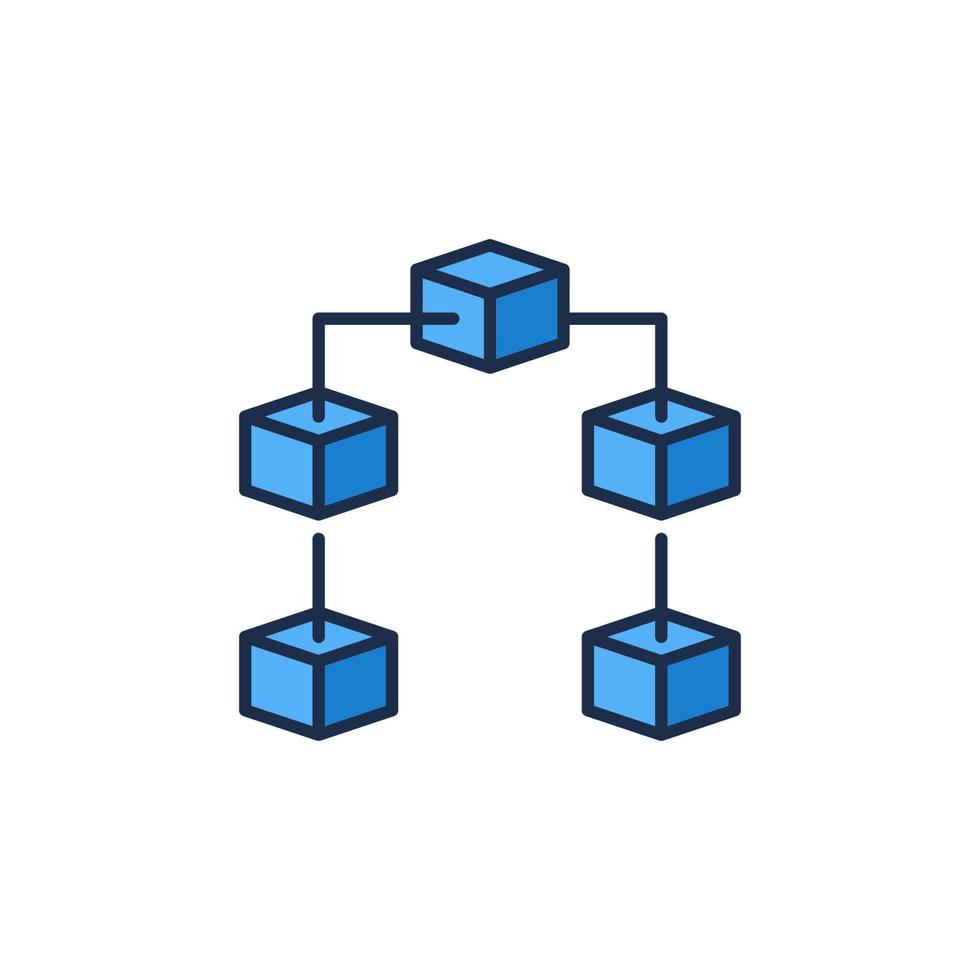 icono azul del concepto de vector de cadena de bloques. símbolo de tecnología de cadena de bloque