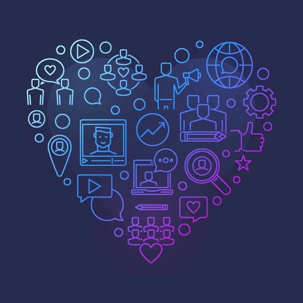 Blog or Blogging vector concept colorful linear heart illustration