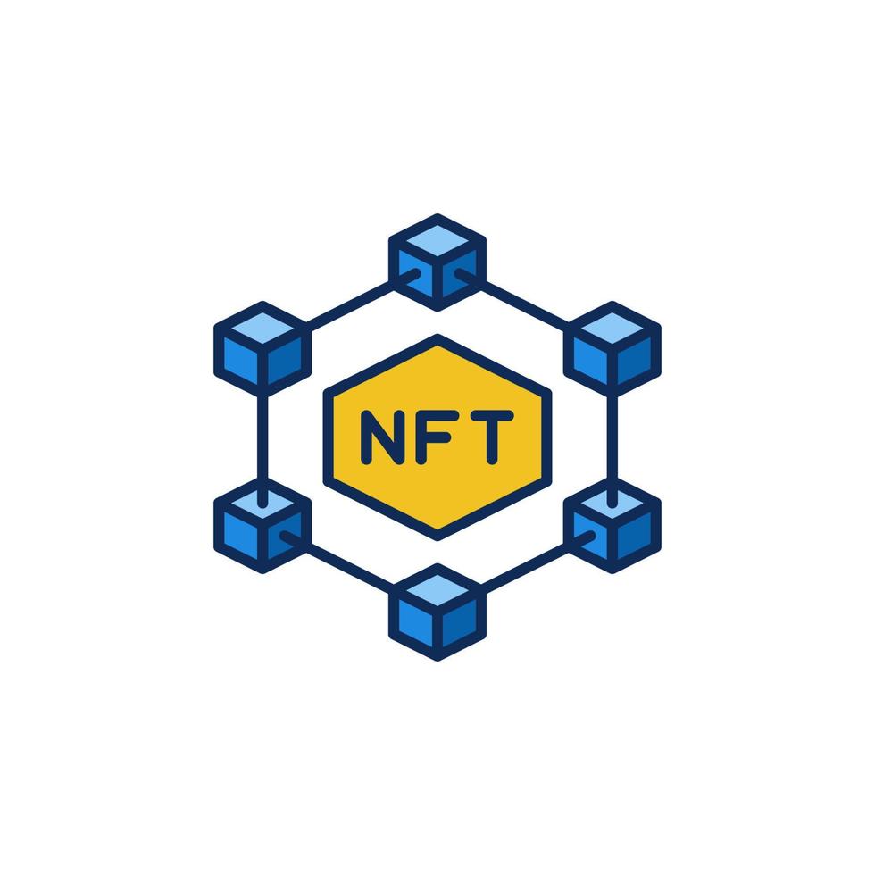 Blockchain with NFT vector colored icon. Non-Fungible Token modern sign