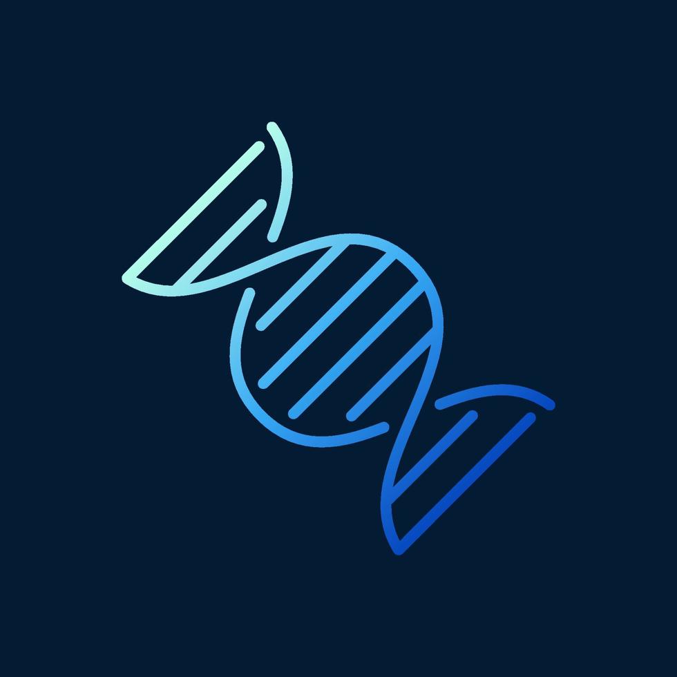 DNA vector blue concept outline icon on dark background