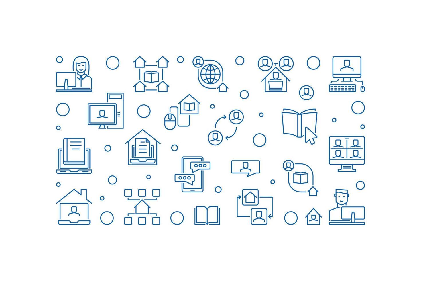 Online Education or E-learning outline vector banner
