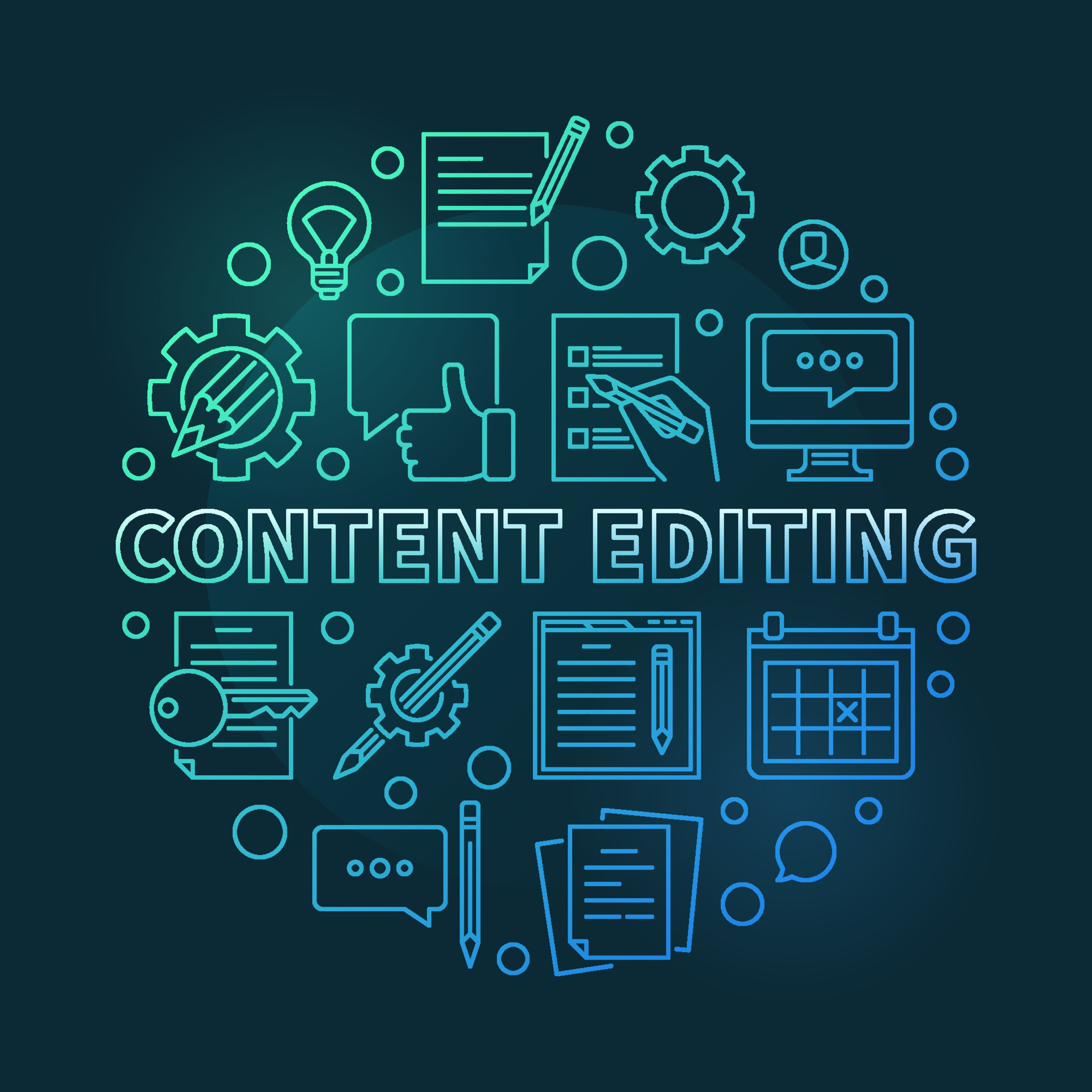Content Editing vector round concept colorful outline illustration ...