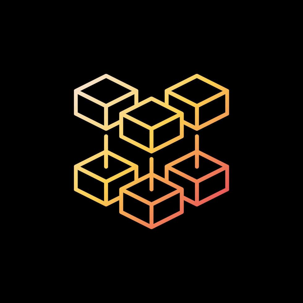 Blockchain vector concept yellow linear icon. Block Chain Technology thin line sign