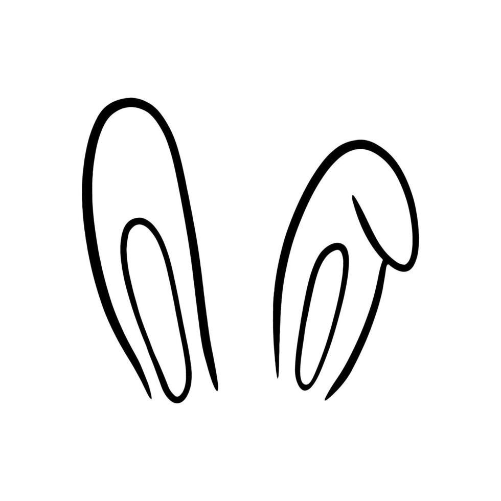 Bunny ears drawn in doodle style. Symbol of the year 2023. Christmas ears vector