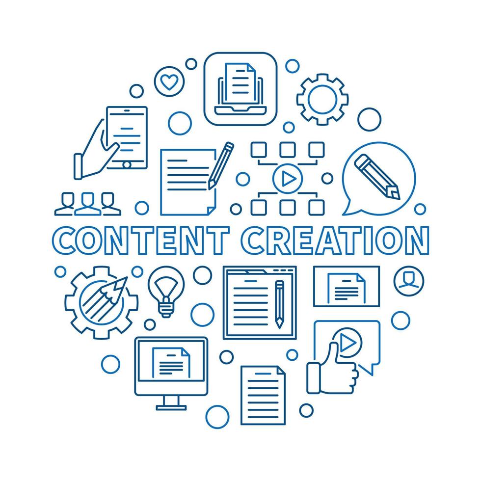 Content Creation vector circular concept linear illustration