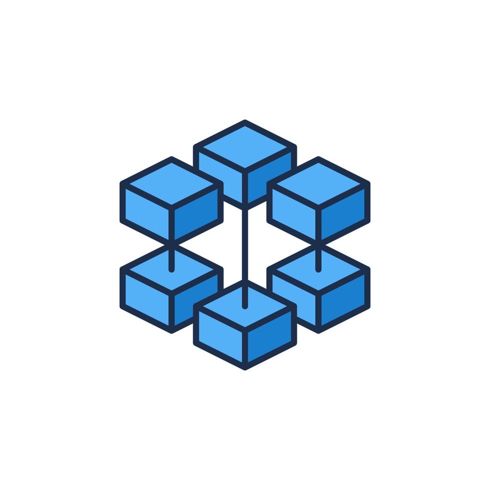 Block-Chain vector concept blue icon - Blockchain Technology abstract modern symbol