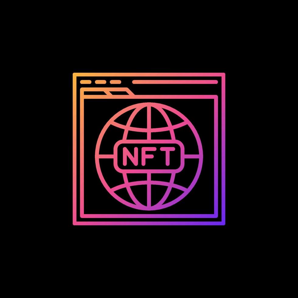 NFT Domain Names outline colorful icon. Browser vector line symbol