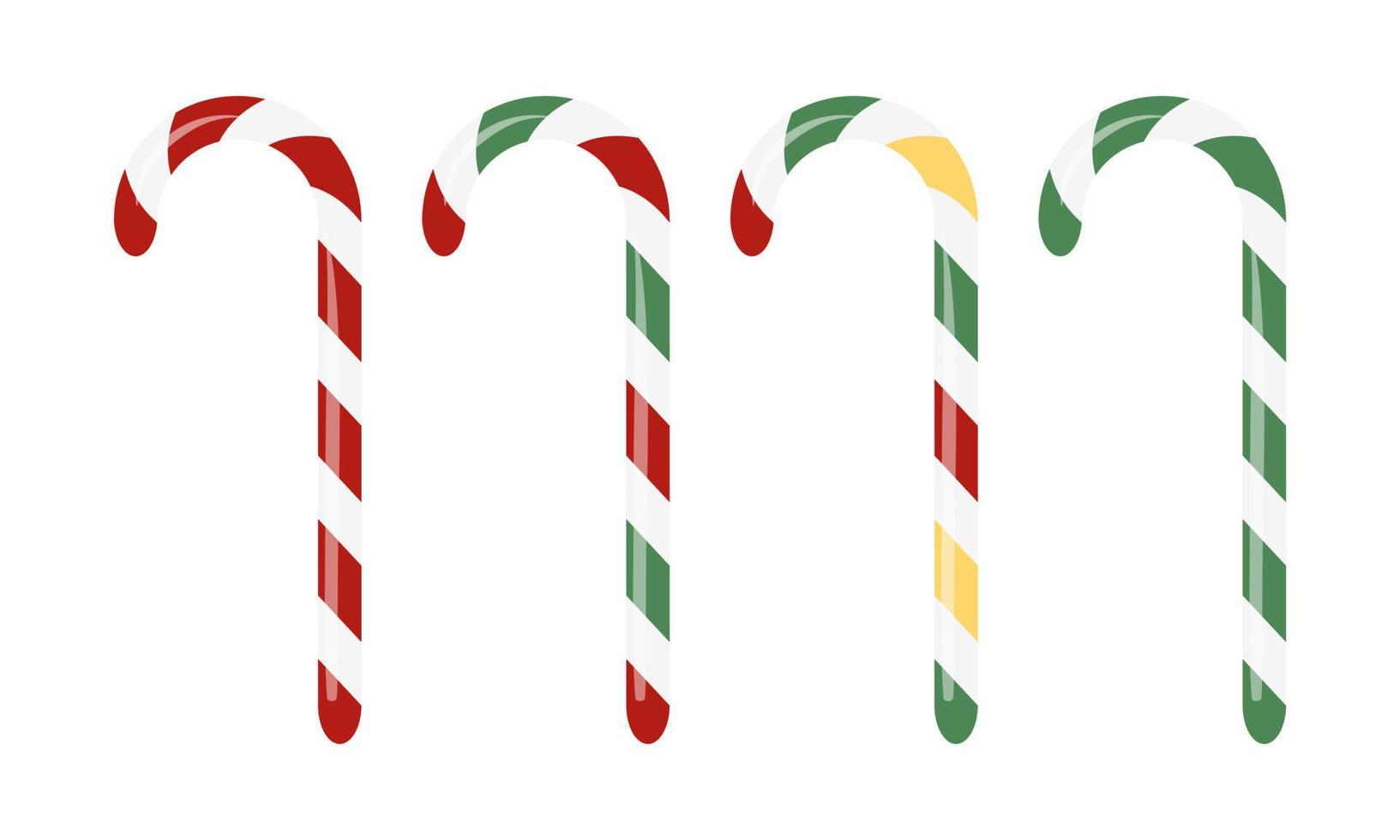 Clip art set of Christmas candy cane on isolated white background. Holiday design for wrapping paper, decoration, greeting card, and celebration of winter, Christmas or New Year. vector