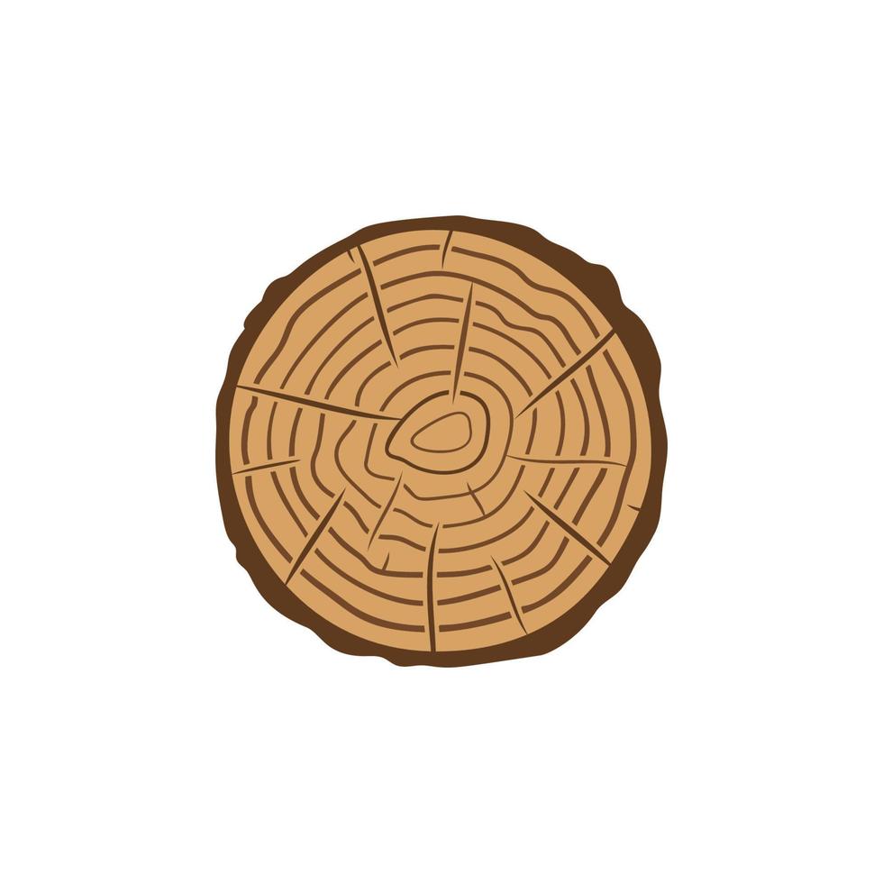 Saw Cut Tree Trunk with Tree Rings vector colored icon