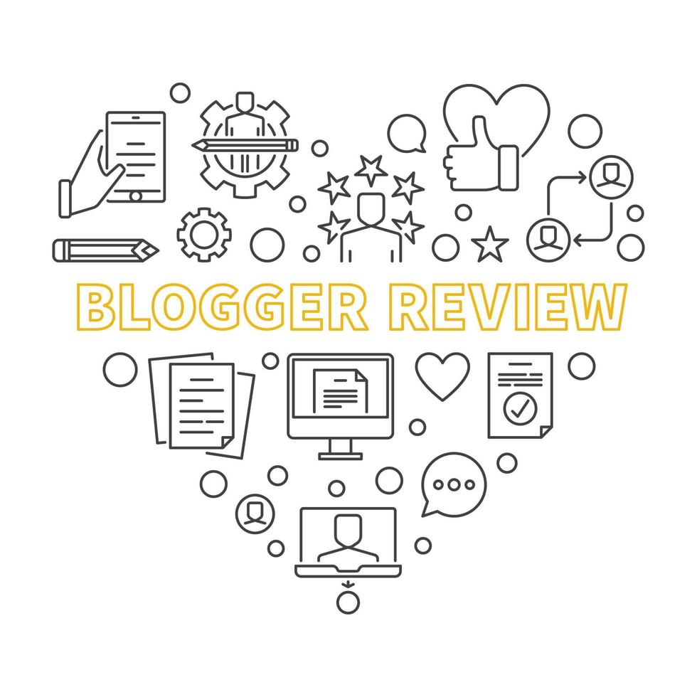Blogger Review vector concept outline heart illustration