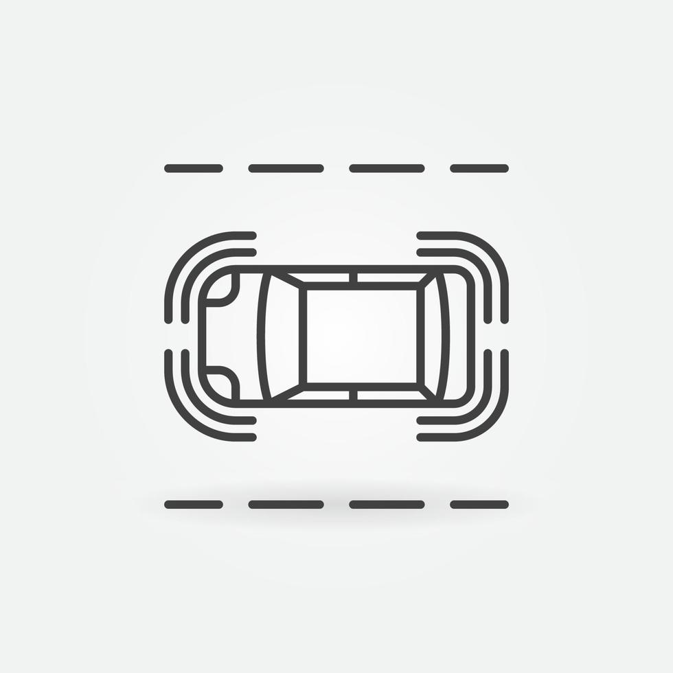 Driverless Car on the Road vector thin line concept icon