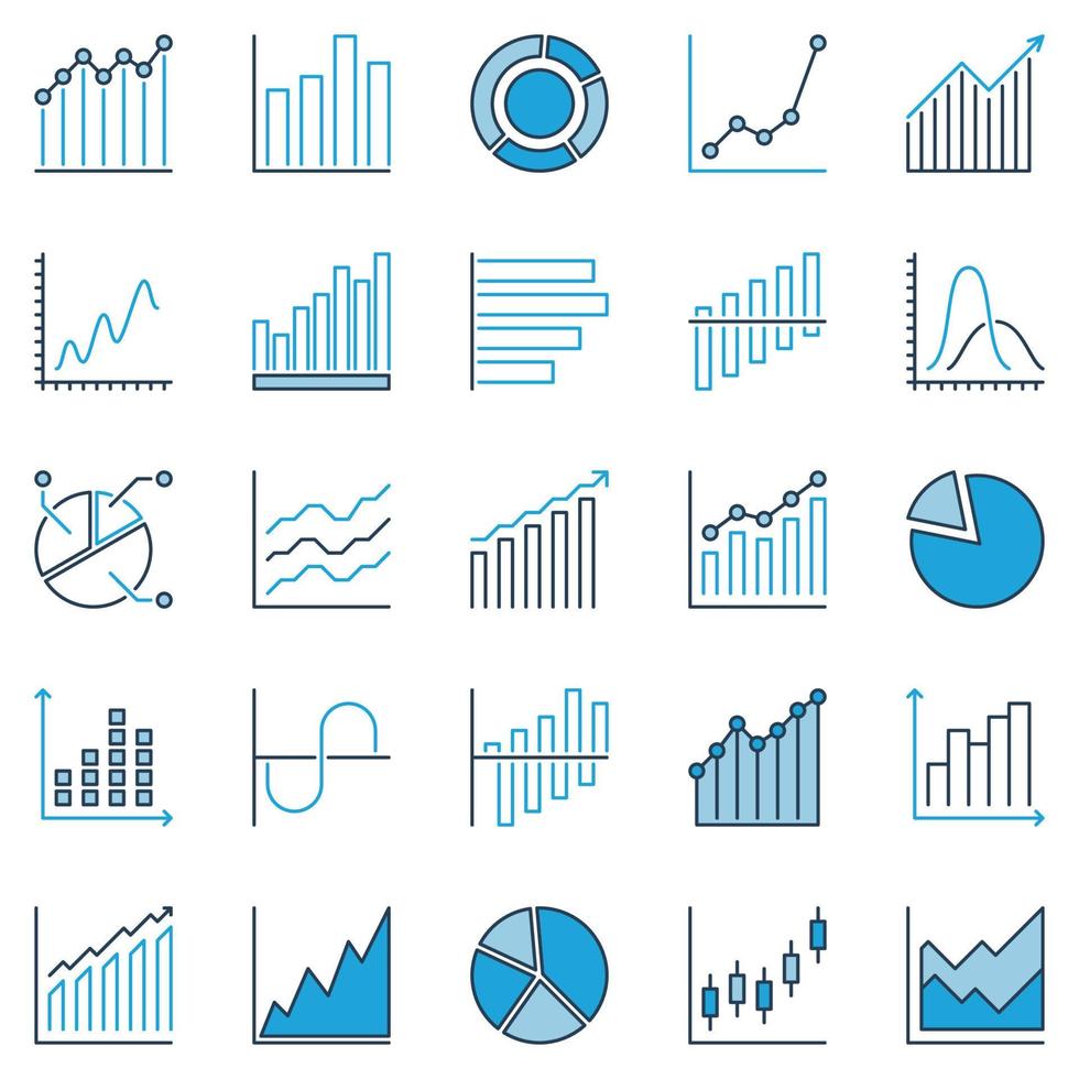 iconos creativos de gráficos y gráficos. símbolos de estadísticas vectoriales vector