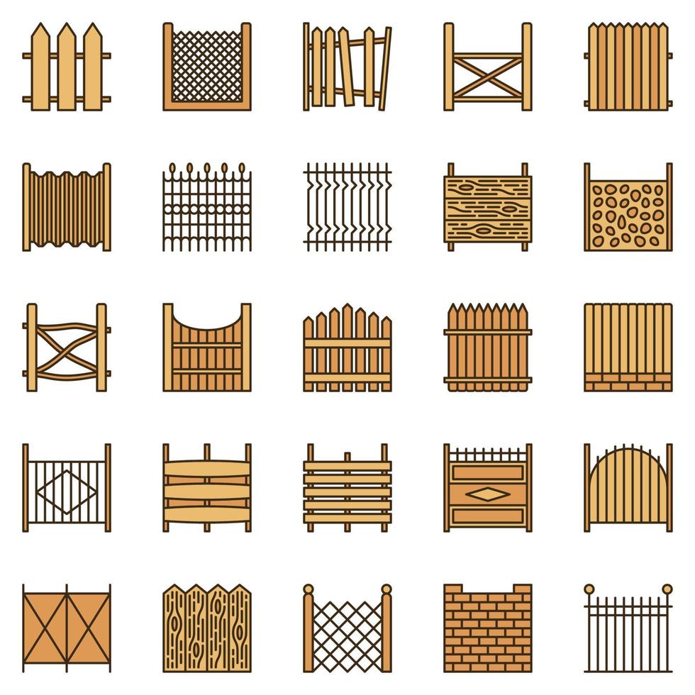 Fences colored icons set - vector Fence creative signs