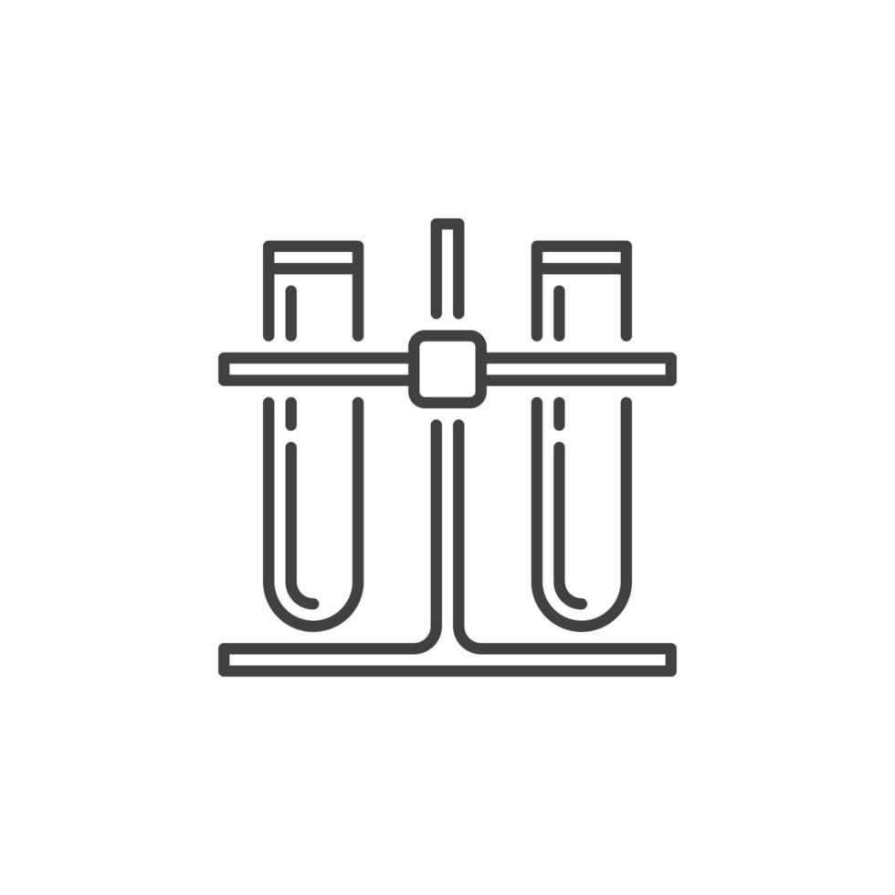 Two Test Tubes on rack vector outline icon or sign