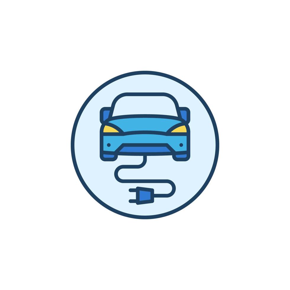 Electric Car with Plug vector concept round colored icon