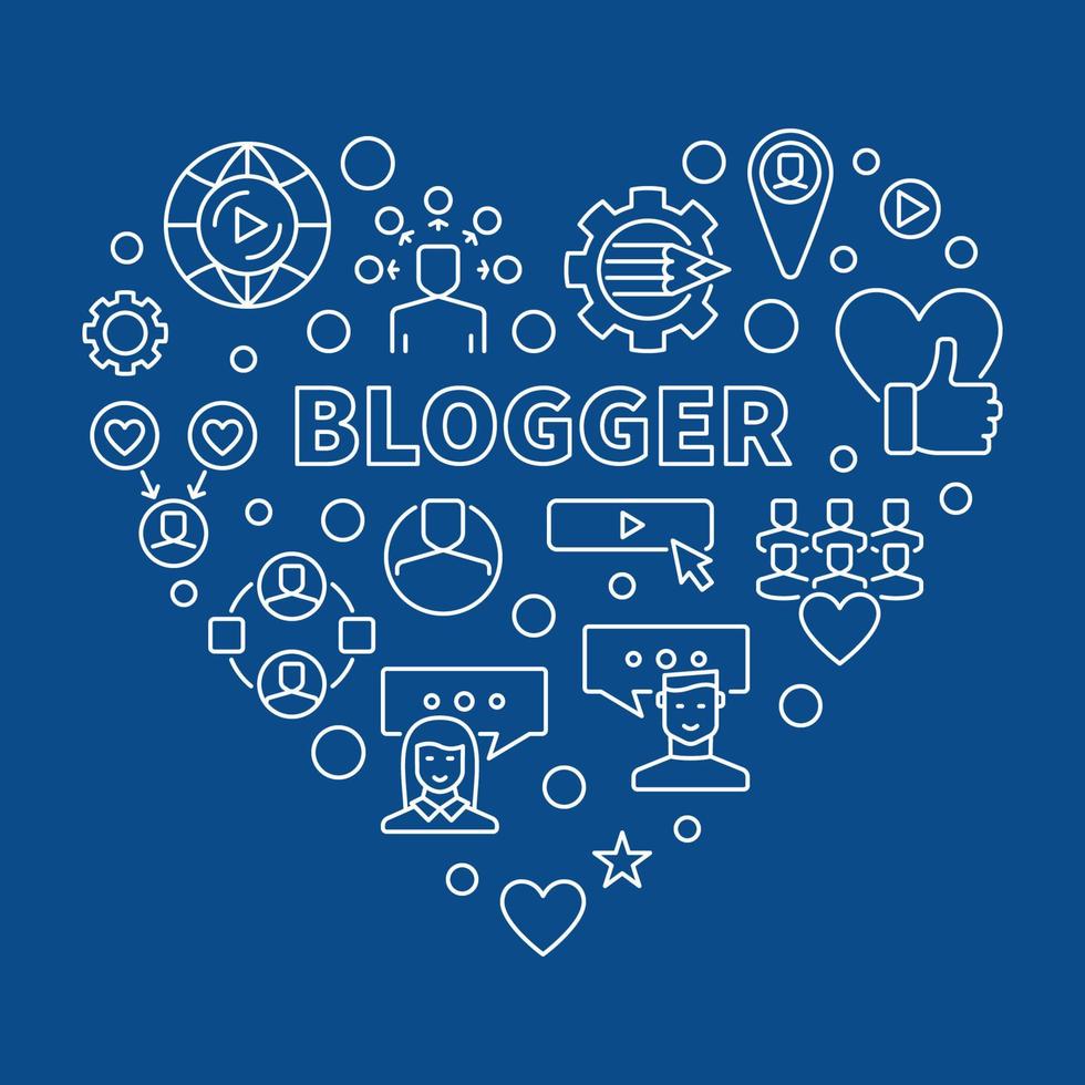 Blogger vector concept creative thin line heart illustration