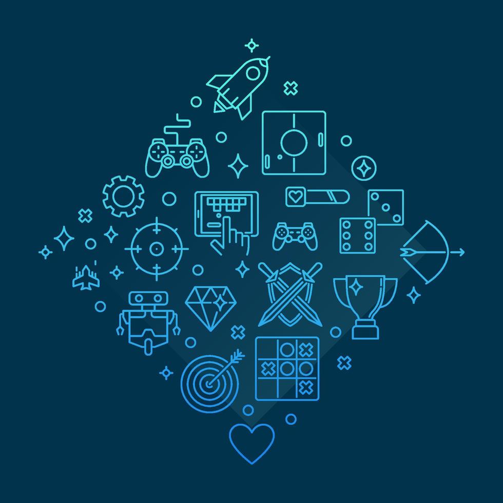 Video Game vector concept gaming outline blue illustration