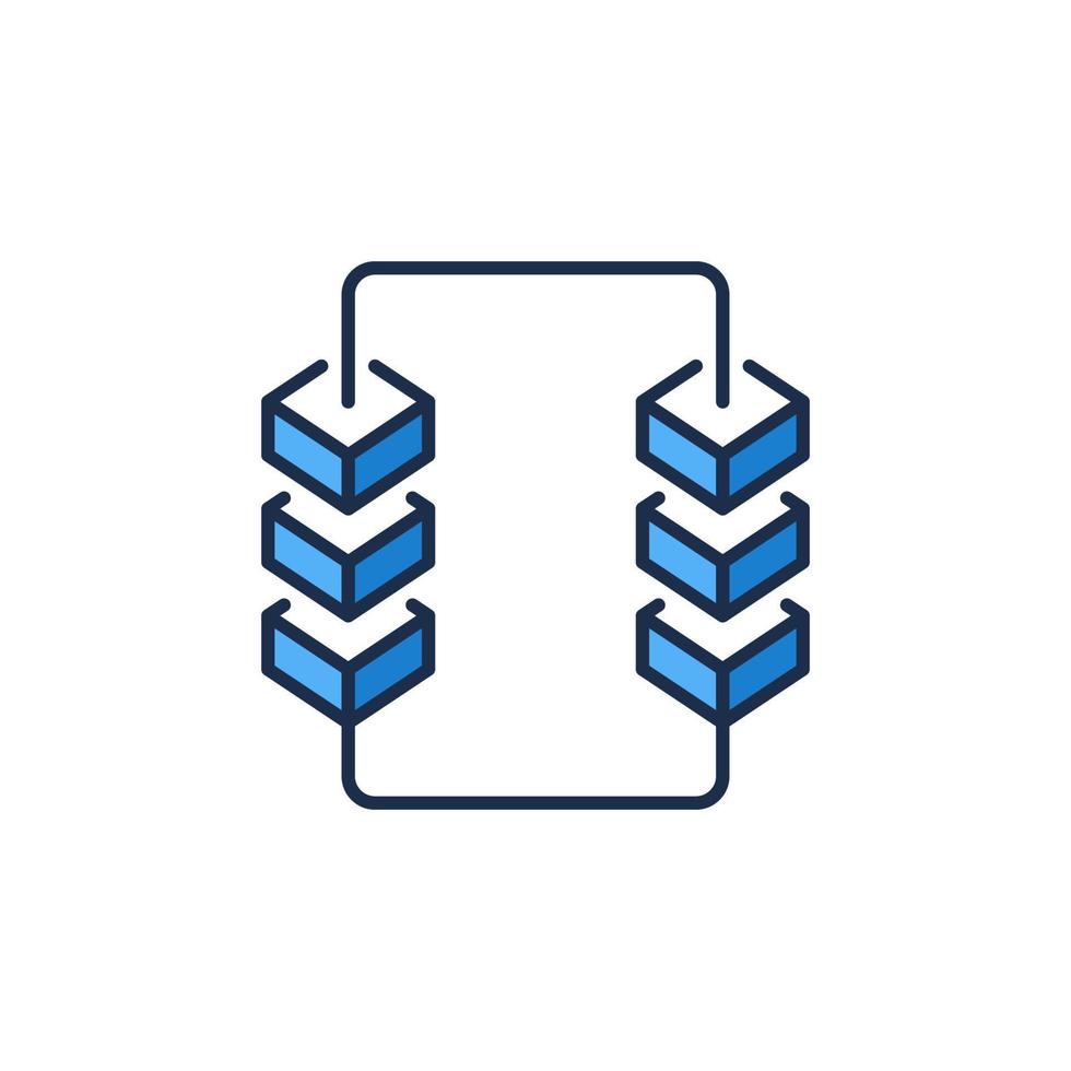 Block-Chain vector concept blue icon - Blockchain with 6 blocks Cryptocurrency symbol