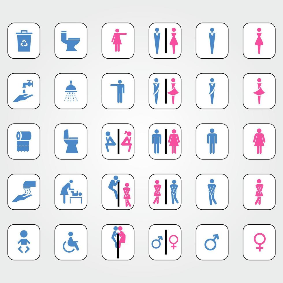 Toilet Sign set with metal rotating effect or roller effectblue and pink colors vector