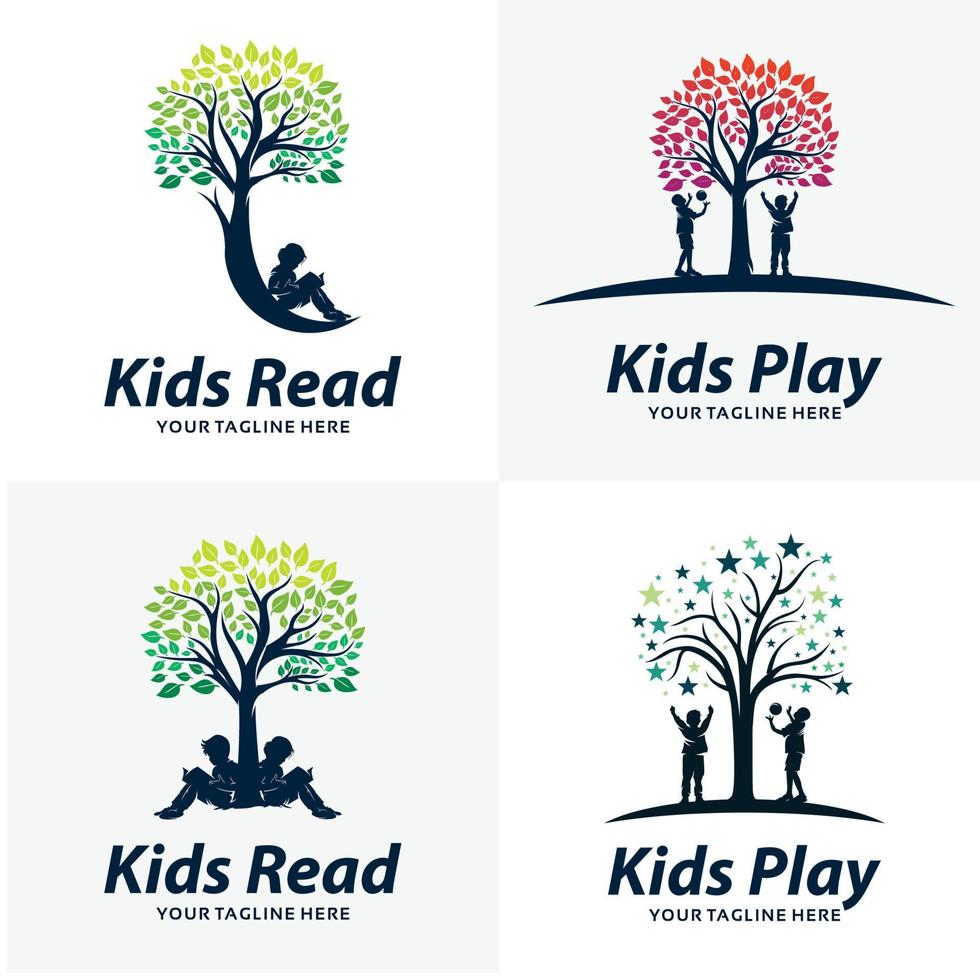 Set of Kids Play Logo Design Templates vector