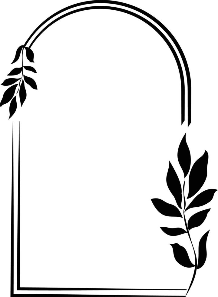 Frame in the form of a window decorated with plant leaves vector