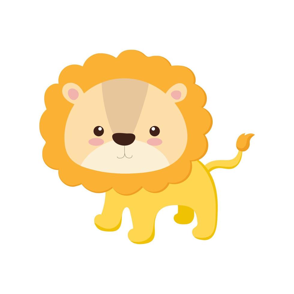 Vector illustration of a lion in a cute cartoon style