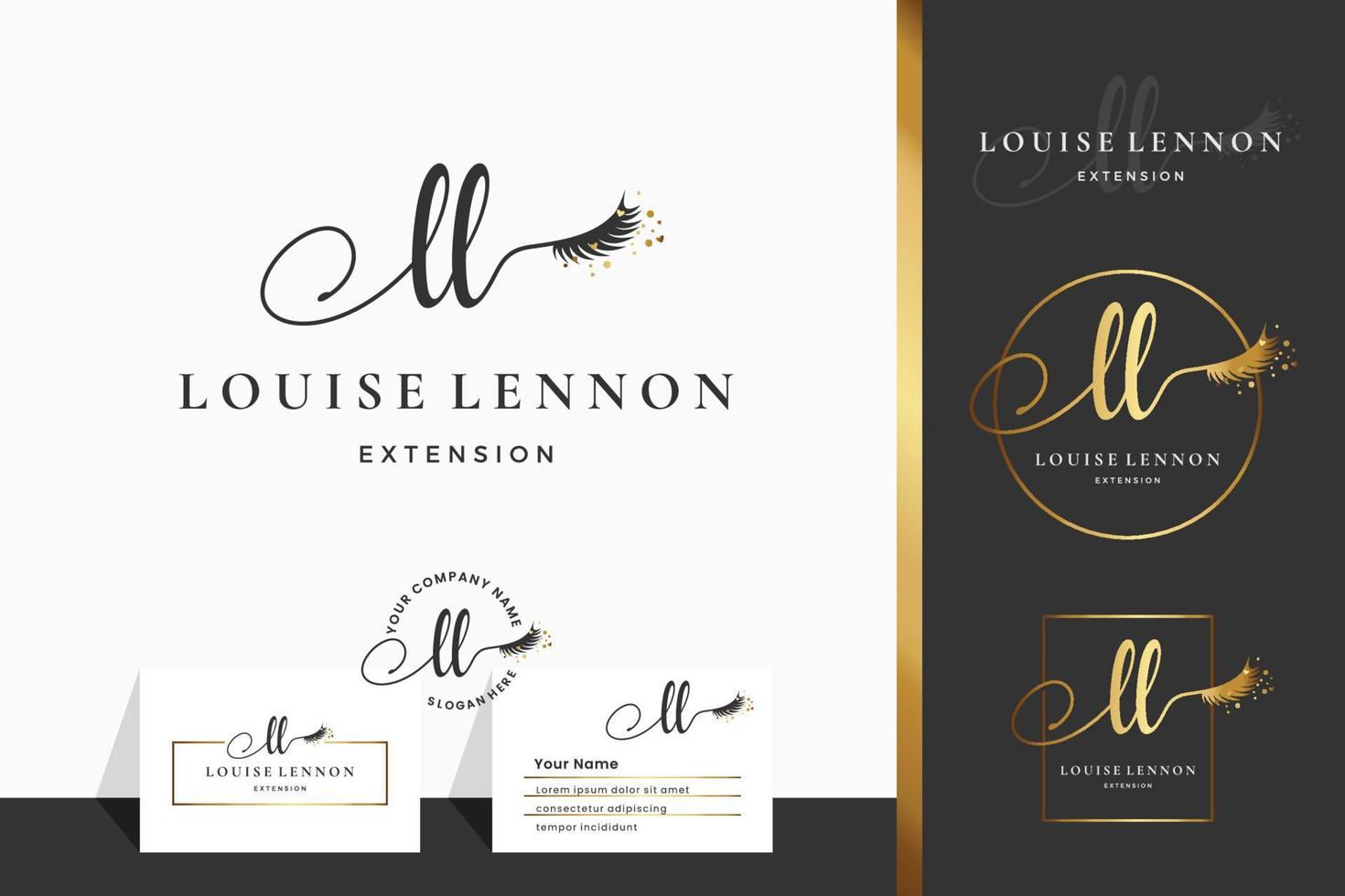 Initial letter LL L lash, Eyebrow, Lashes, eyelash extension logo design collection for Branding . vector