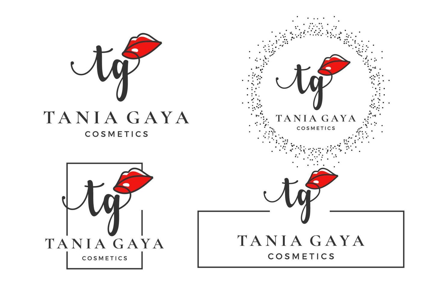 letra inicial tg t logo para labio, beso, lápiz labial, colección de diseño de vectores de maquillaje