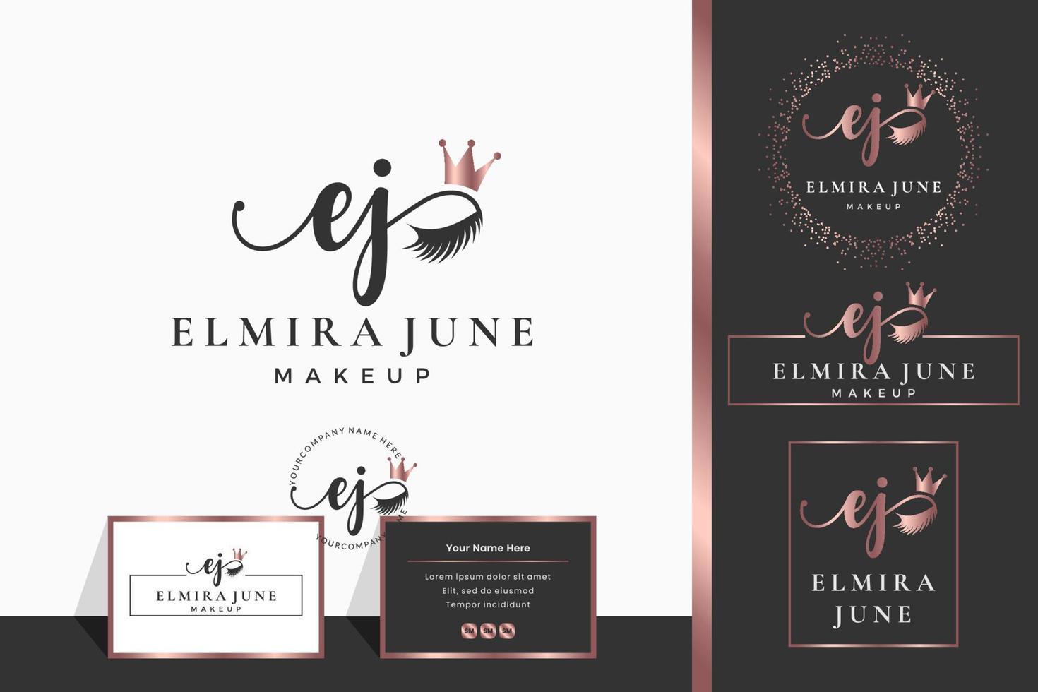 Initial letter E EJ lash, Eyebrow, Lashes, eyelash extension logo design collection for Branding vector