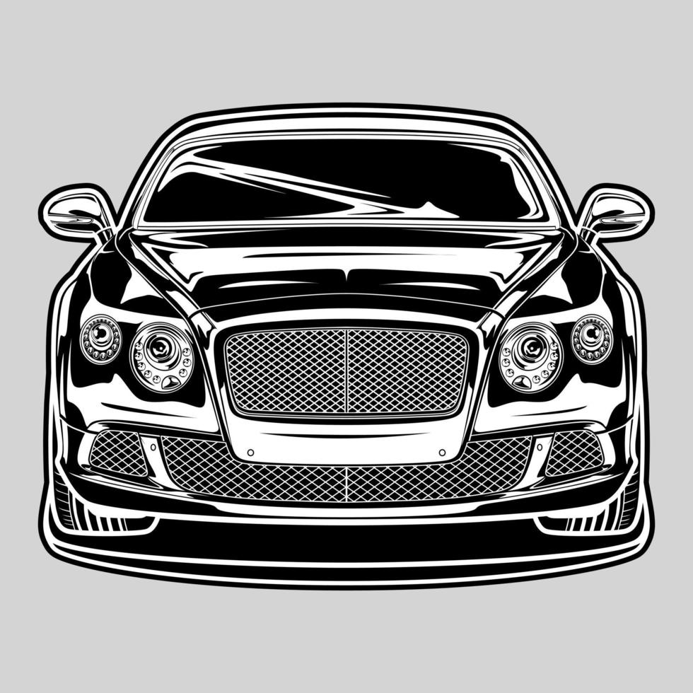 Black and White view car vector illustration for conceptual design